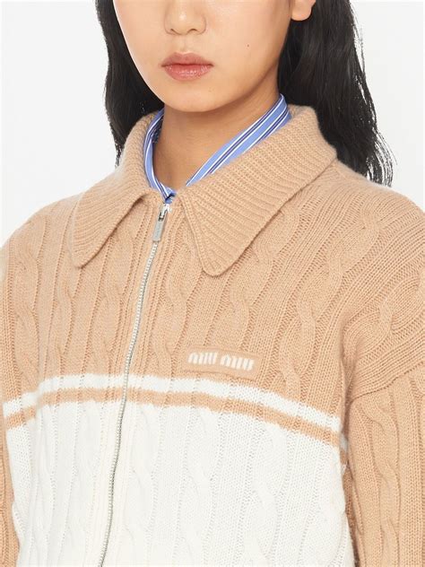 miu miu zip sweater|farfetch Miu Miu knitwear.